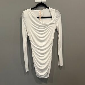 Bailey 44 White Asymmetrical Draped Dress